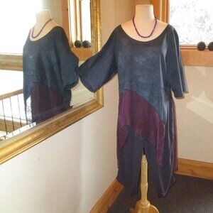 Steel Pony Asymmetrical Top w/Dk Blue Green Tea Pants & Purple Sugilite Necklace
